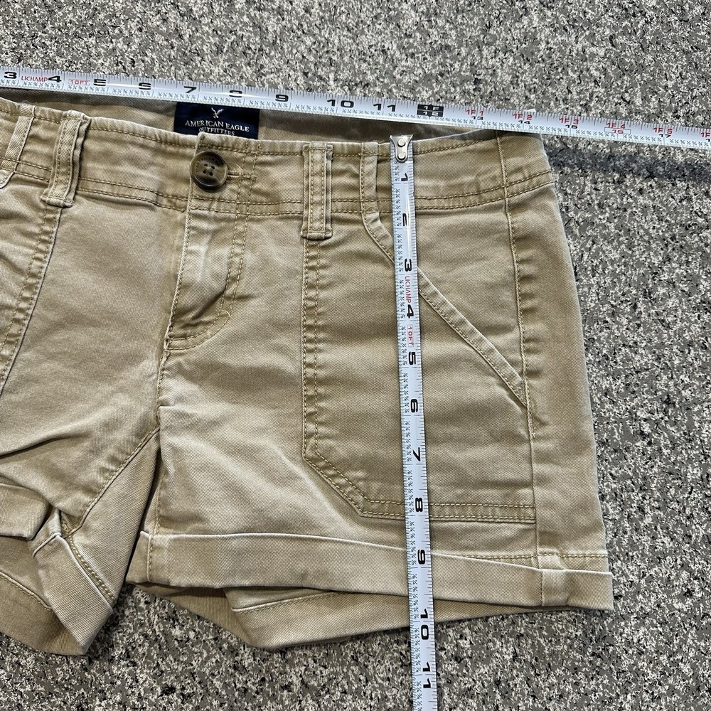 American Eagle Shorts Womens 0 28x3 Midi Chino Khaki Tan Cuffed Stretch AE - Picture 5 of 6